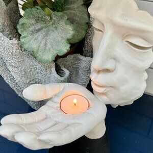 SALE!  Vintage Blowing A Kiss Hand with Face Sculpture/Bookend *